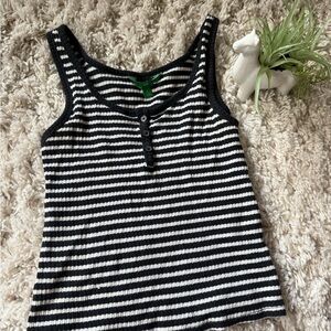 dip Black and White Striped Tank Top